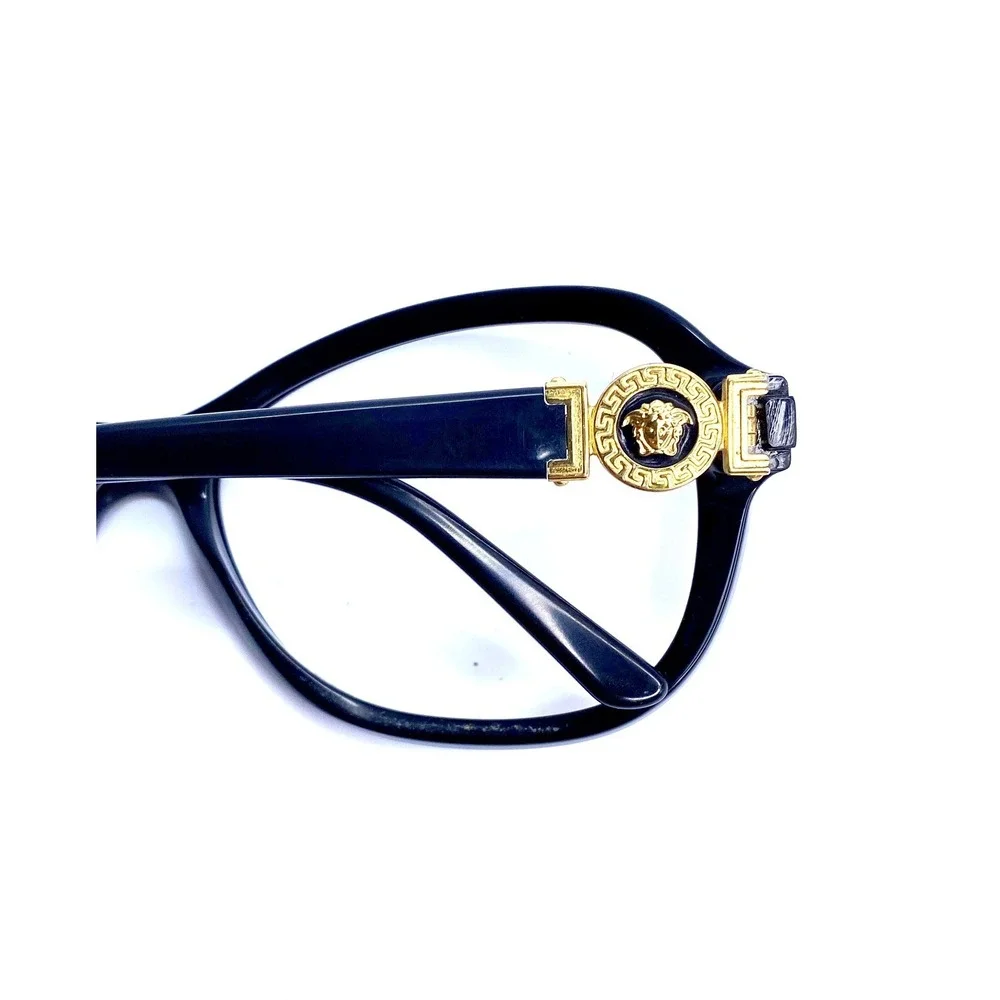 Versace Black Oval Eyeglasses Gold Medusa Temple Italy MOD 4262 GB1/11 55 17 140